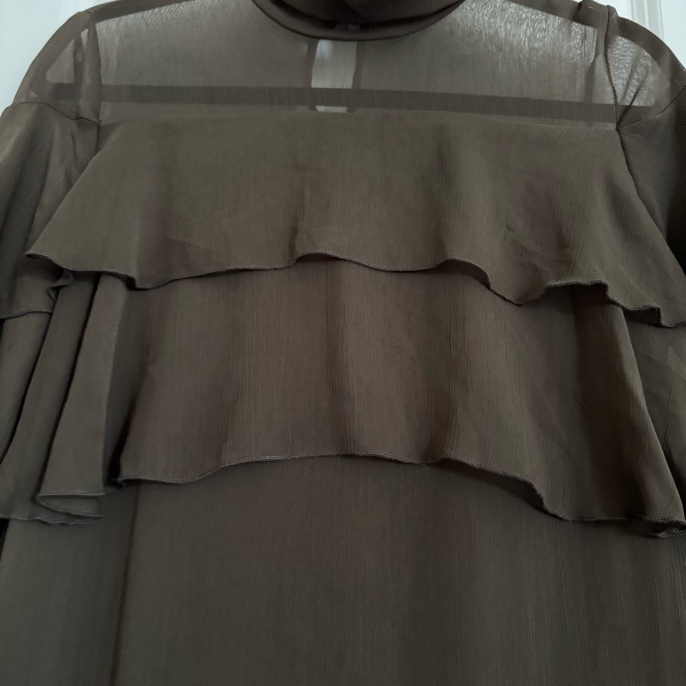 Zara Basic Collection Olive Green Ruffled Dress, … - image 4